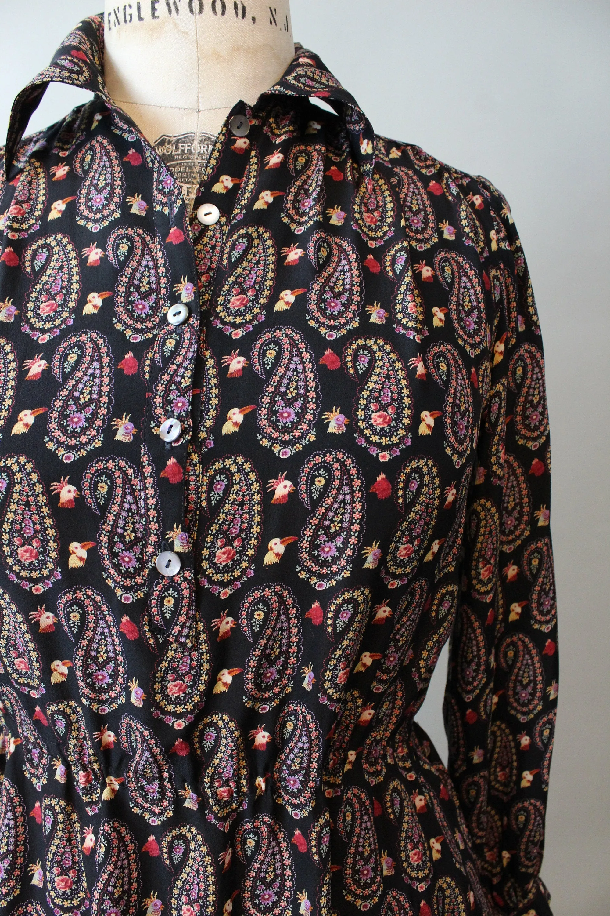 1970s HANAE MORI bird print novelty dress small medium | new fall