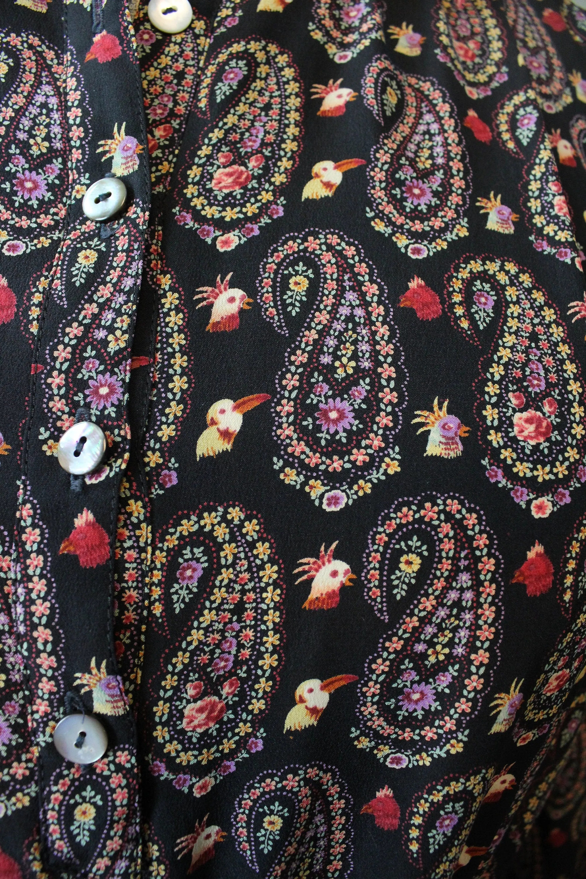 1970s HANAE MORI bird print novelty dress small medium | new fall