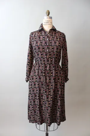 1970s HANAE MORI bird print novelty dress small medium | new fall