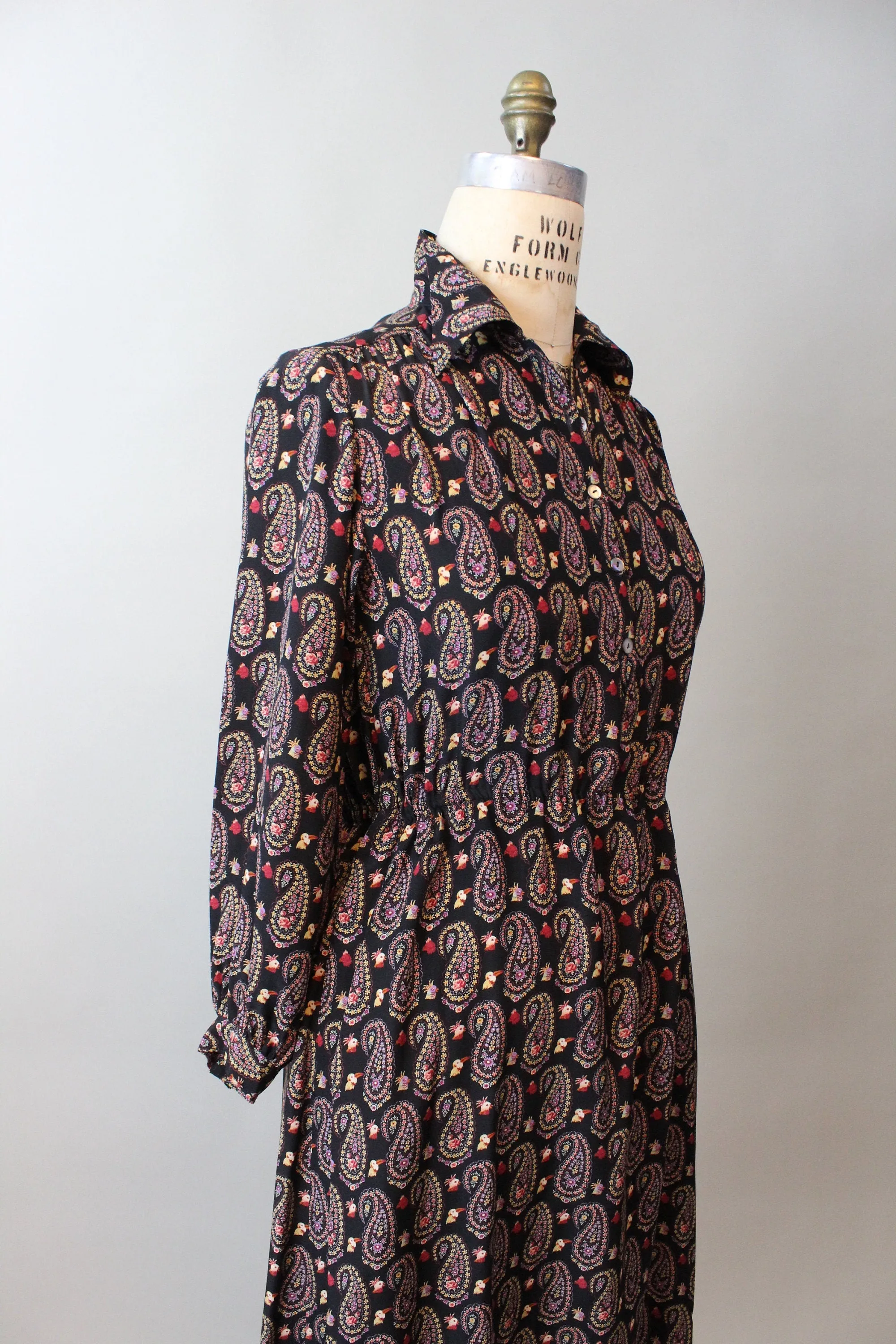1970s HANAE MORI bird print novelty dress small medium | new fall