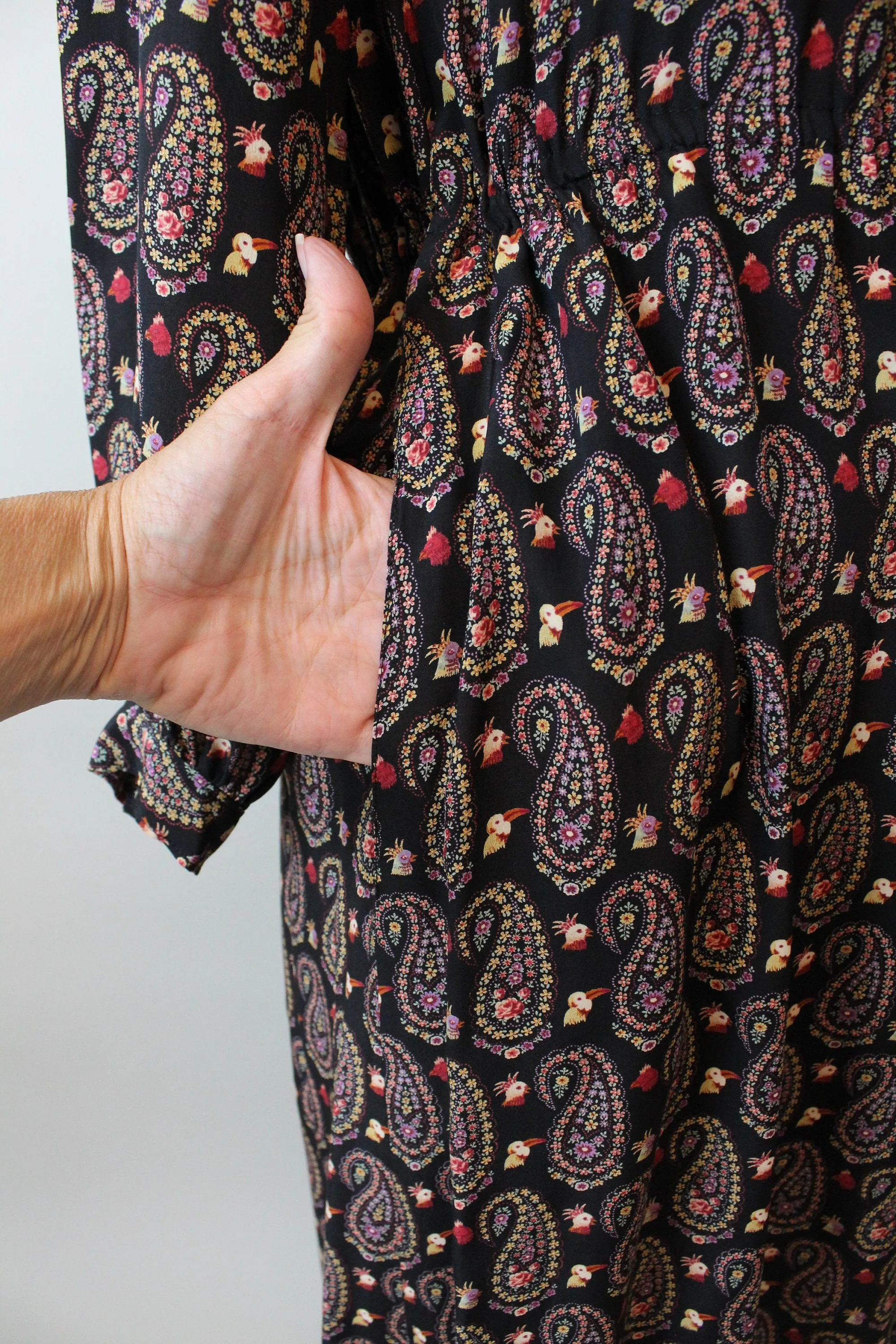 1970s HANAE MORI bird print novelty dress small medium | new fall