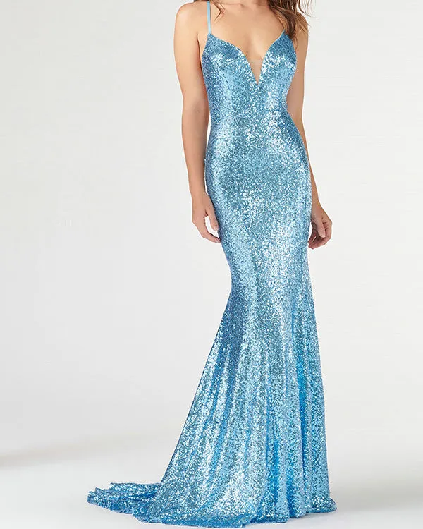 2020 Sparkly Mermaid Prom Dresses Sequined V-Neck Long Prom Homecoming Party Gowns