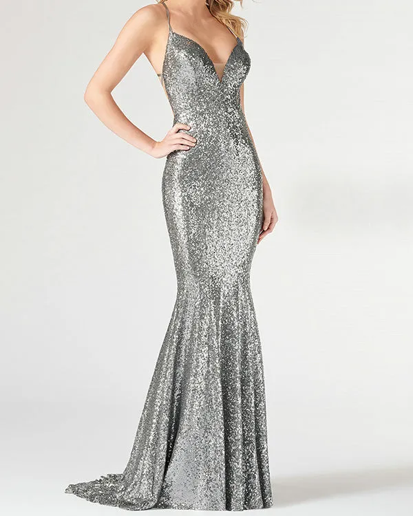 2020 Sparkly Mermaid Prom Dresses Sequined V-Neck Long Prom Homecoming Party Gowns