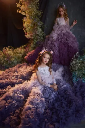 3214 Unconventional Ombre Tulle Dress for Girls