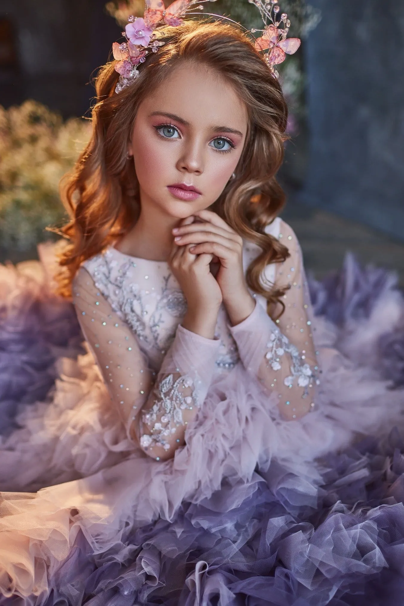 3214 Unconventional Ombre Tulle Dress for Girls