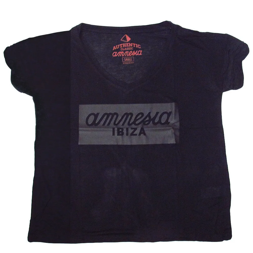Amnesia Ibiza Women's T-shirt with Leather Look Logo