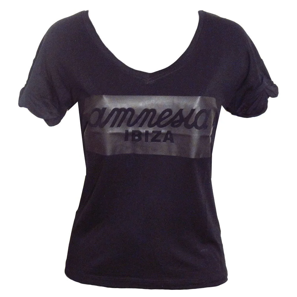 Amnesia Ibiza Women's T-shirt with Leather Look Logo