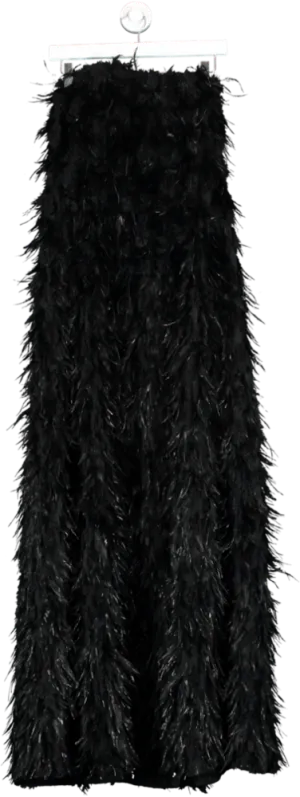 angelokatsapis Black Strapless Feathered Maxi Dress UK 12