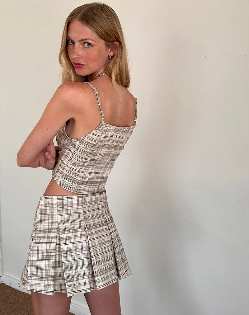 Archie Corset Top in Cream Pastel Check