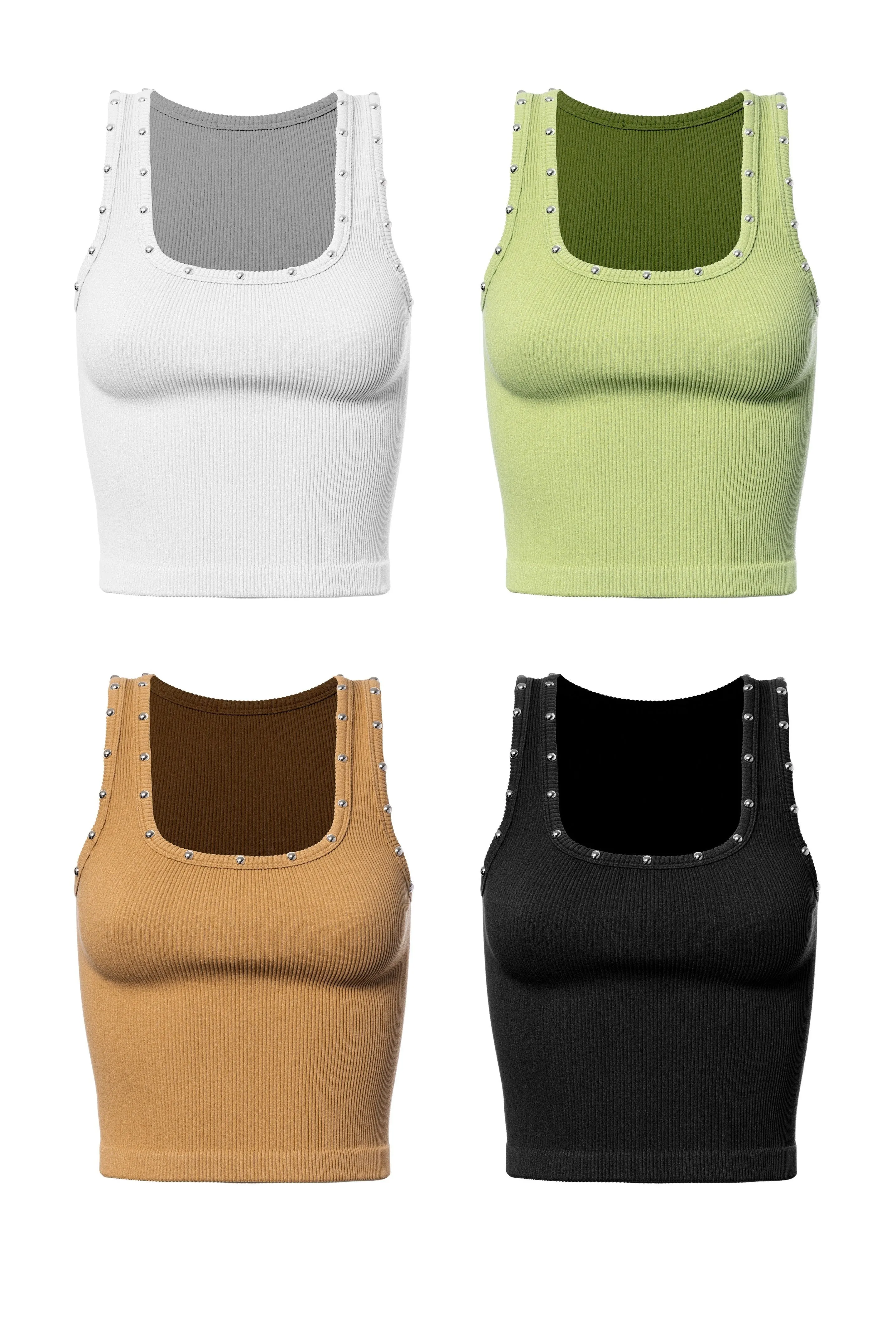 BASIC STUDDED RIBBED TOP