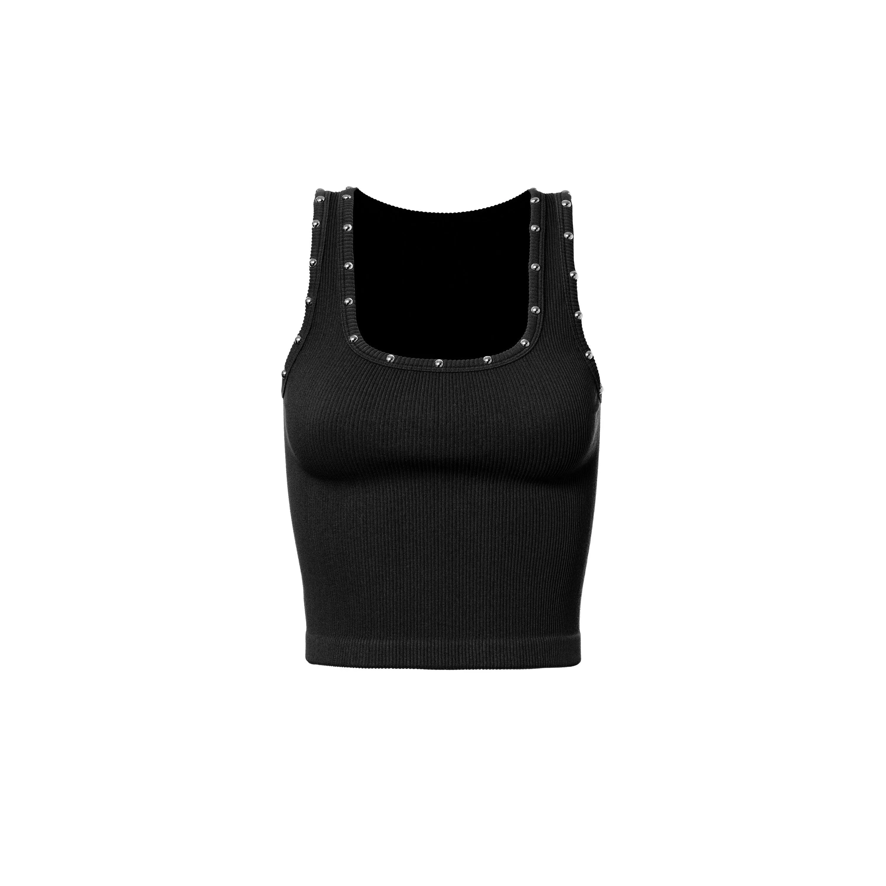 BASIC STUDDED RIBBED TOP