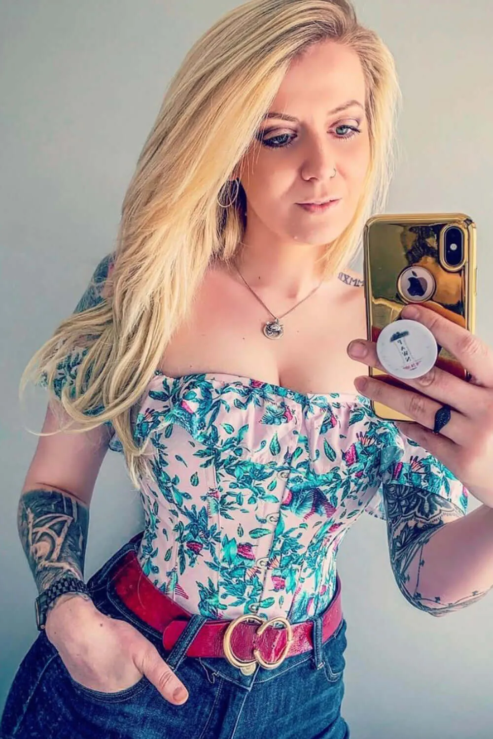 Birds Of Paradise Cold Shoulder Cotton Corset Top