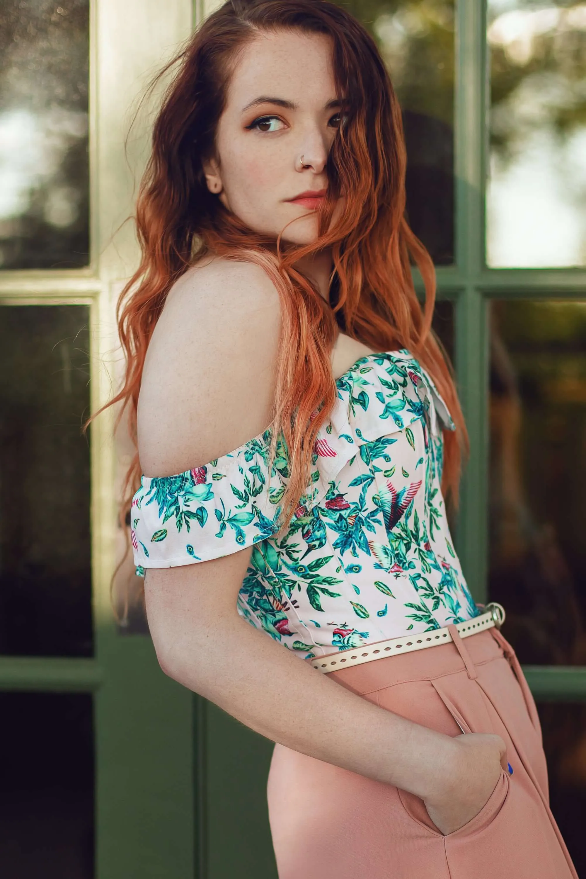 Birds Of Paradise Cold Shoulder Cotton Corset Top
