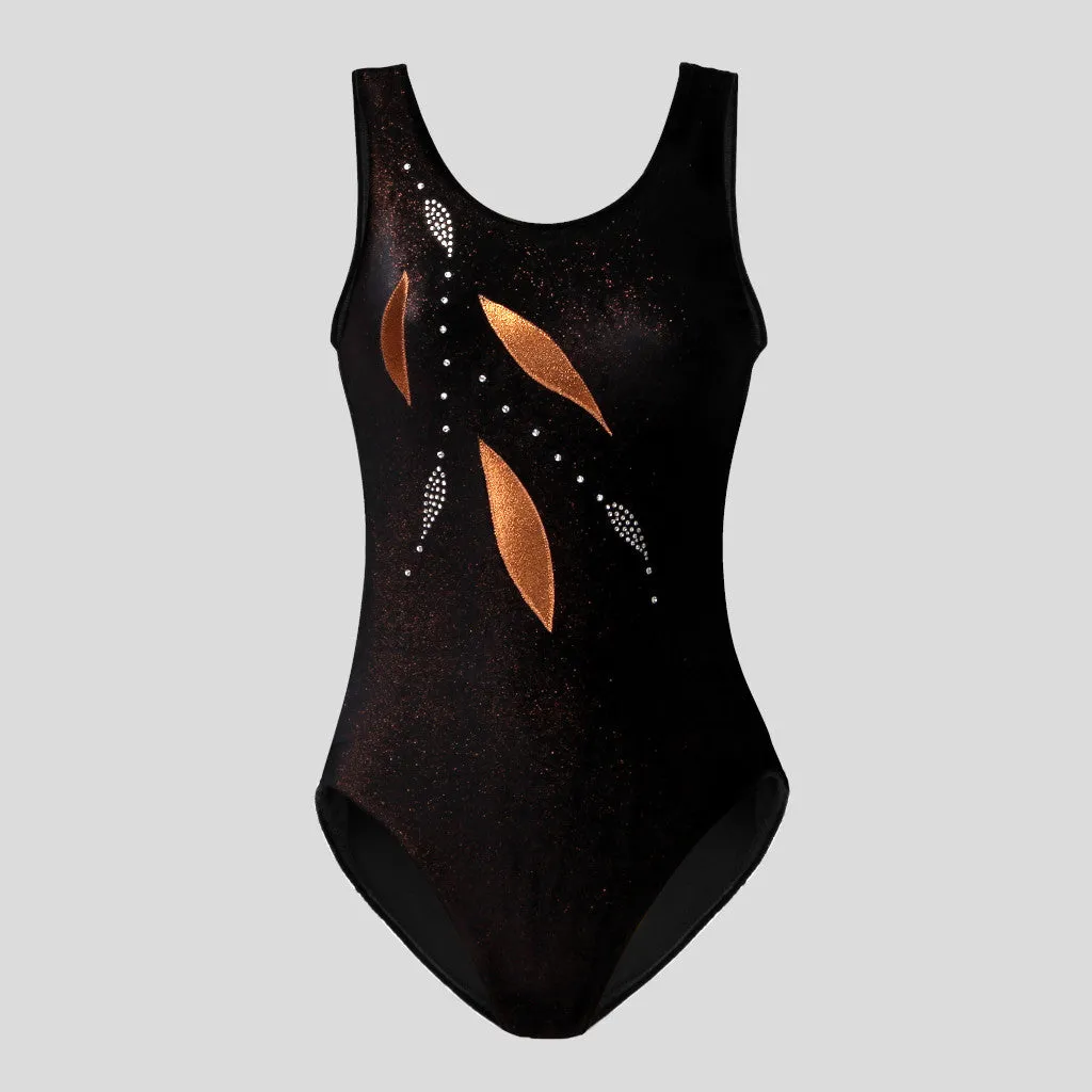 Black & Copper Shimmer Velvet Leotard