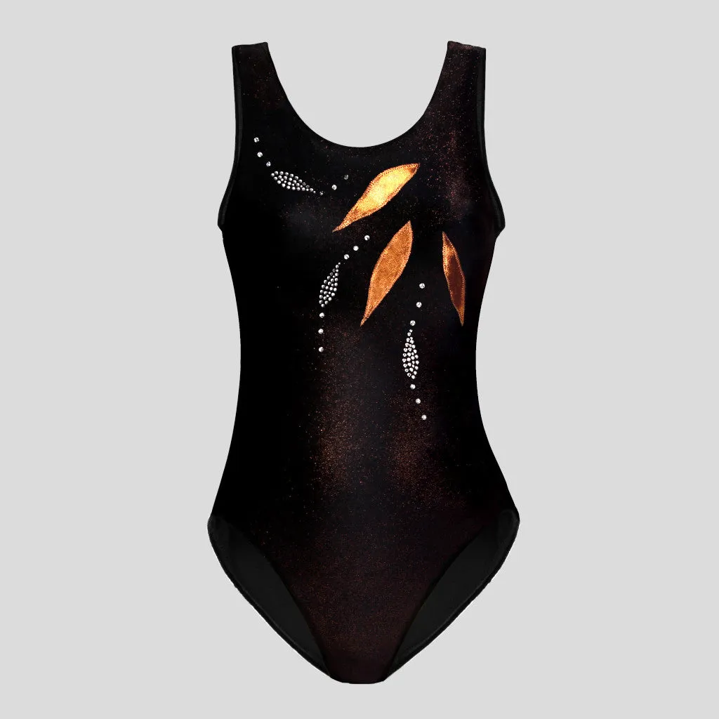 Black & Copper Shimmer Velvet Leotard