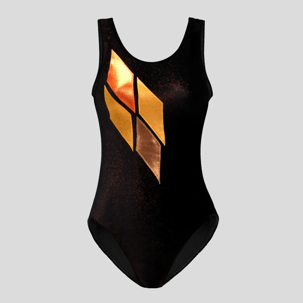 Black & Copper Shimmer Velvet Leotard