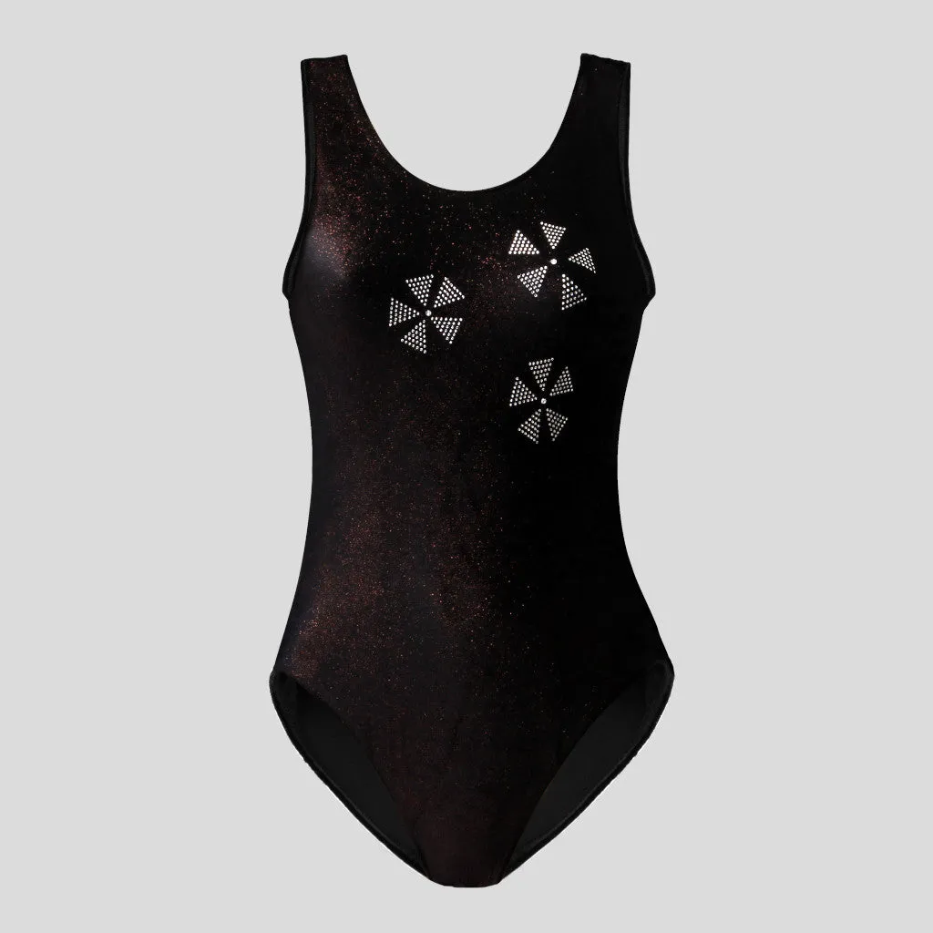 Black & Copper Shimmer Velvet Leotard