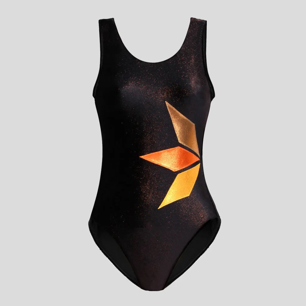 Black & Copper Shimmer Velvet Leotard
