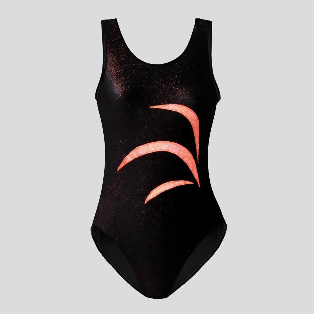 Black & Copper Shimmer Velvet Leotard