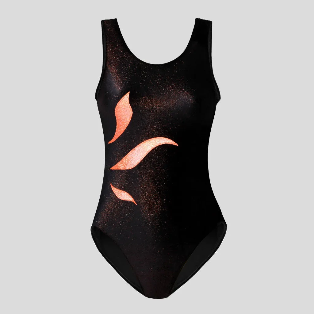Black & Copper Shimmer Velvet Leotard
