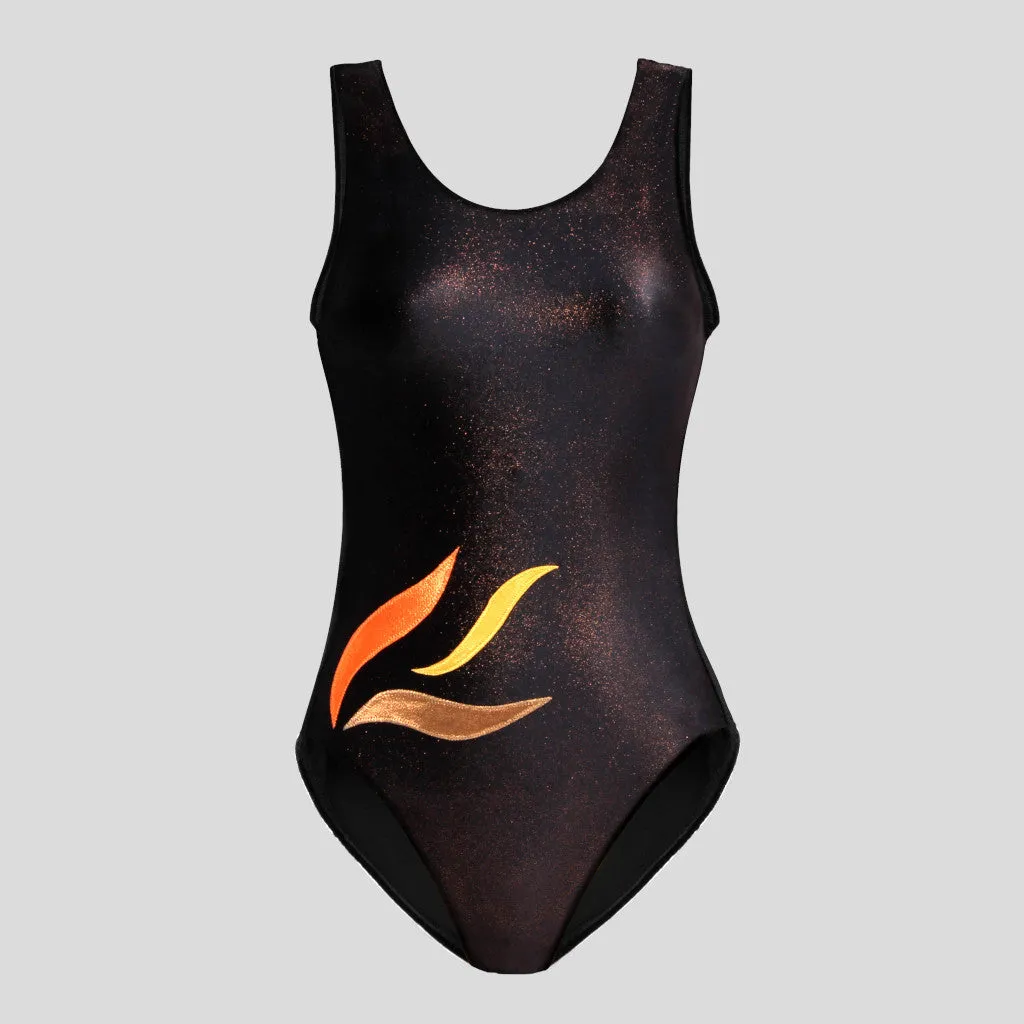 Black & Copper Shimmer Velvet Leotard