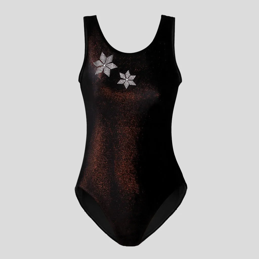 Black & Copper Shimmer Velvet Leotard