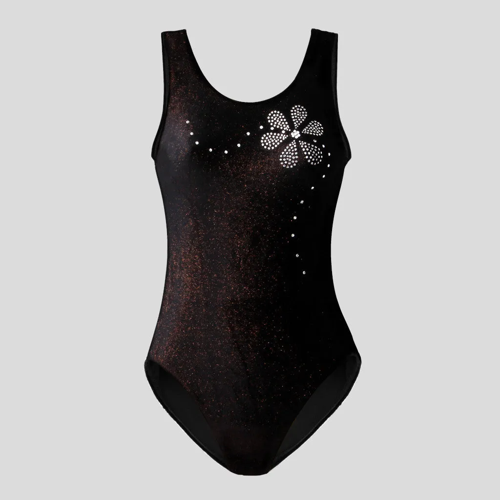Black & Copper Shimmer Velvet Leotard