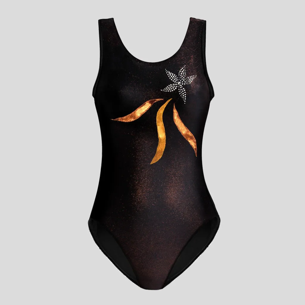Black & Copper Shimmer Velvet Leotard
