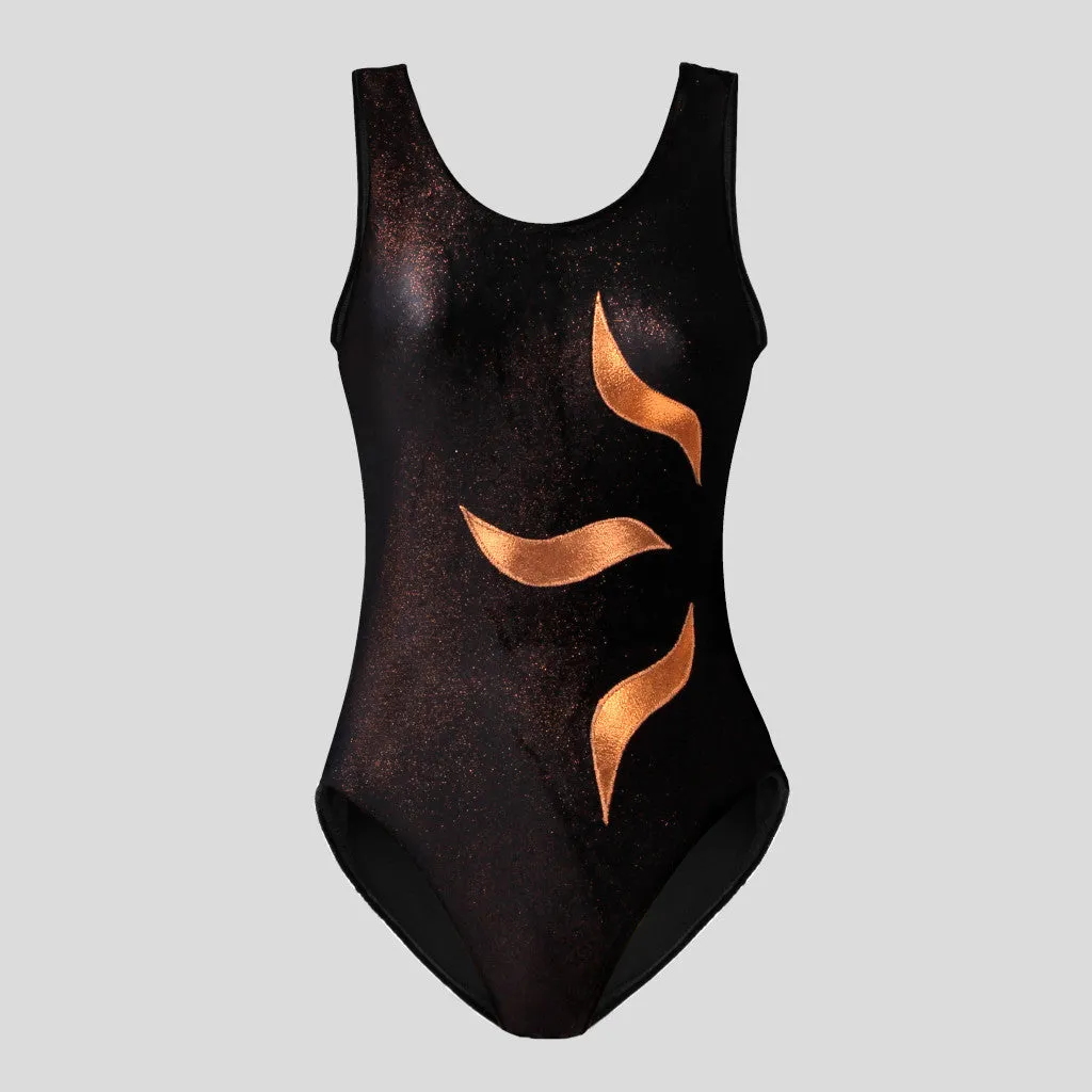 Black & Copper Shimmer Velvet Leotard