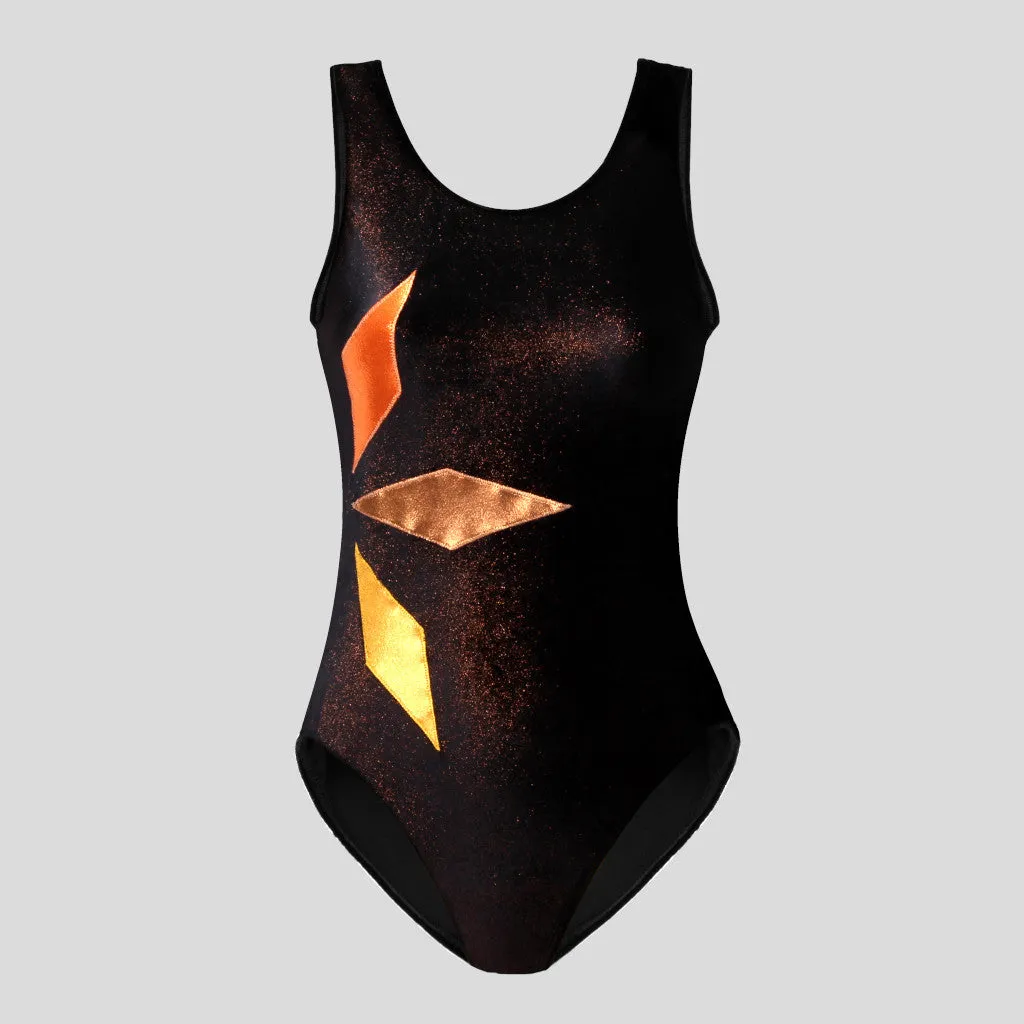 Black & Copper Shimmer Velvet Leotard