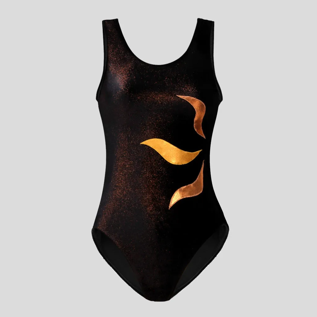 Black & Copper Shimmer Velvet Leotard