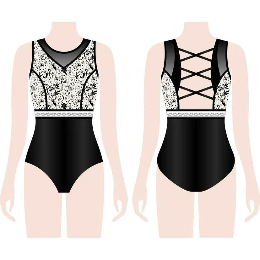 Black and White Floral Leotard
