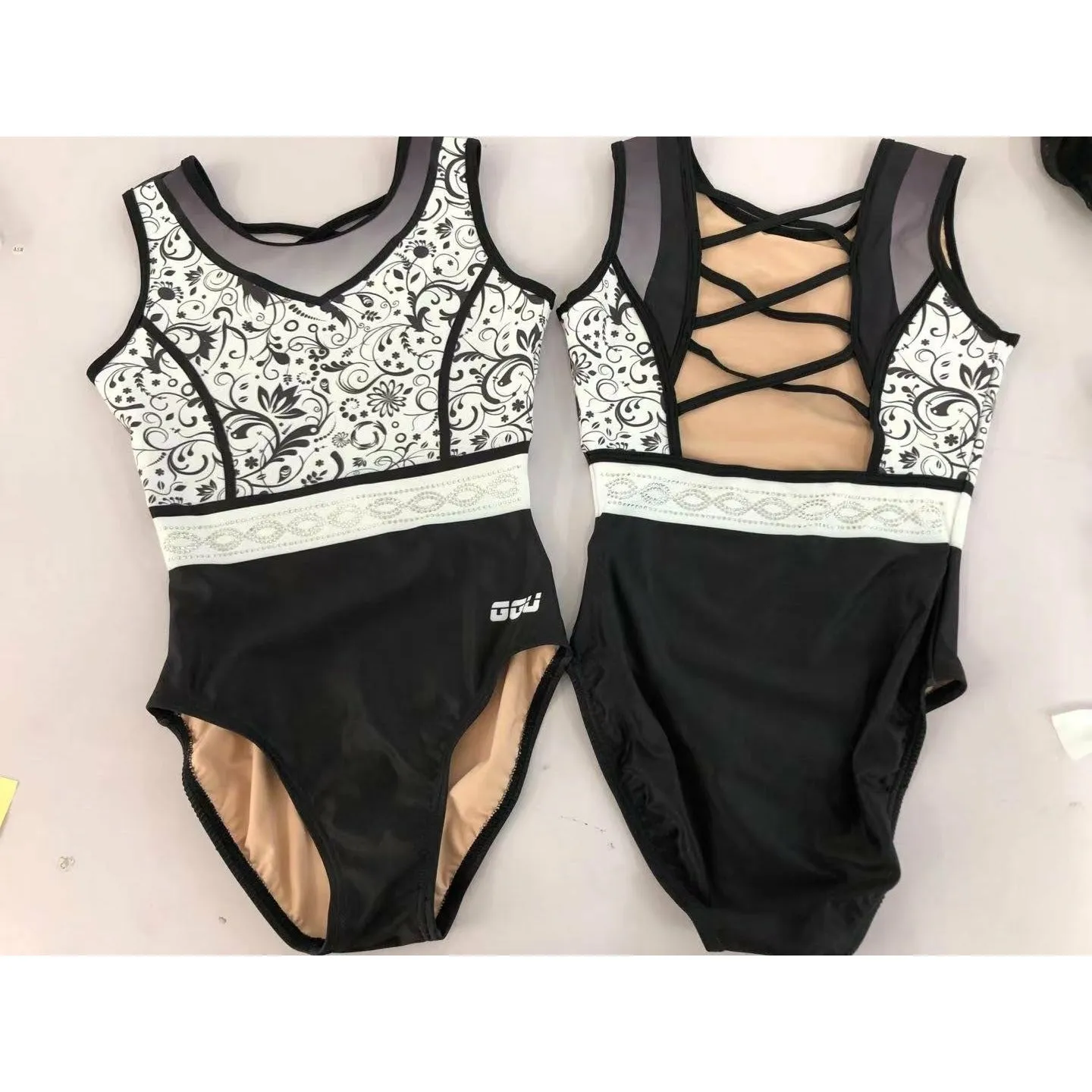 Black and White Floral Leotard