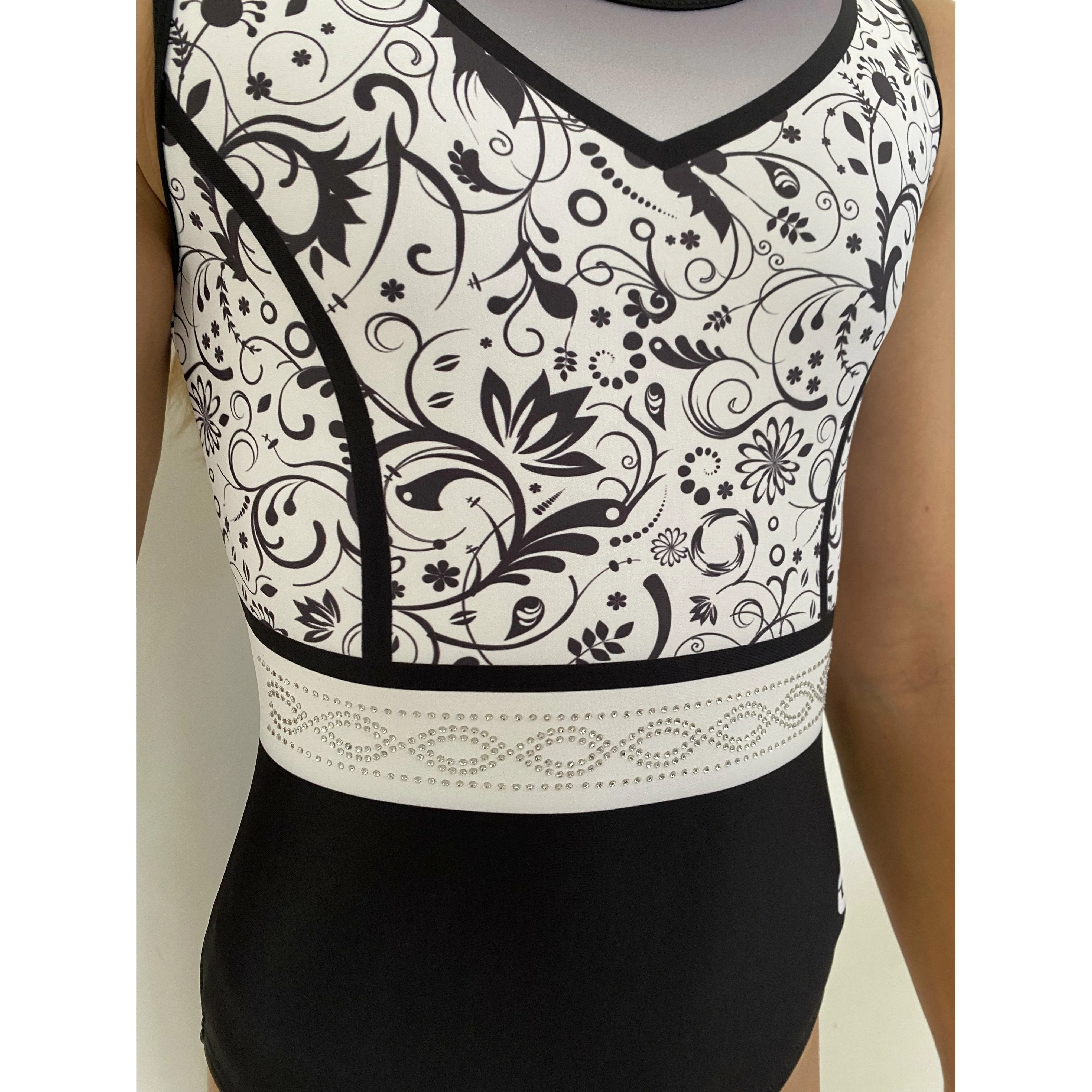Black and White Floral Leotard