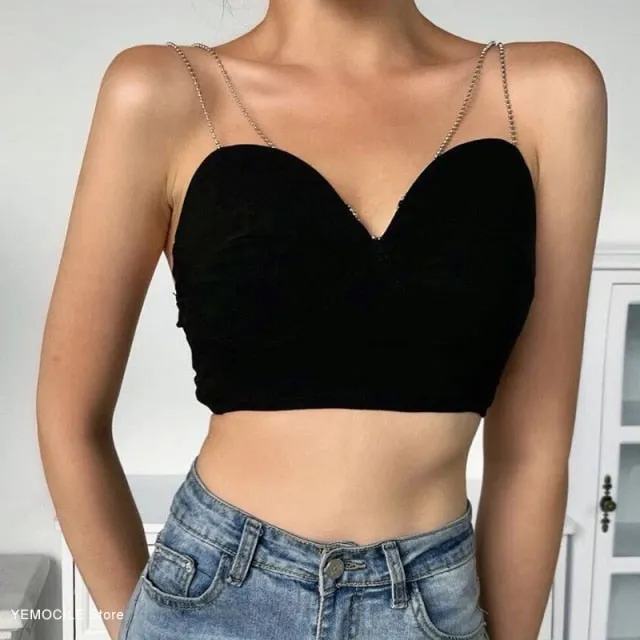 Black Crop Top Lace Strap Corset