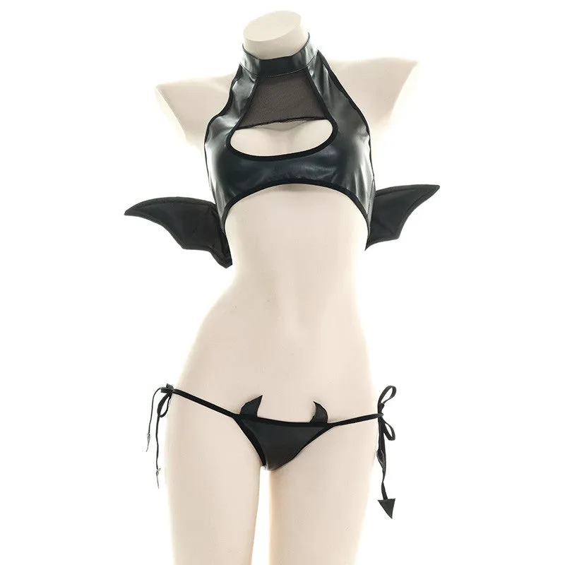 Black Patent Leather Lingerie Set  KF83204