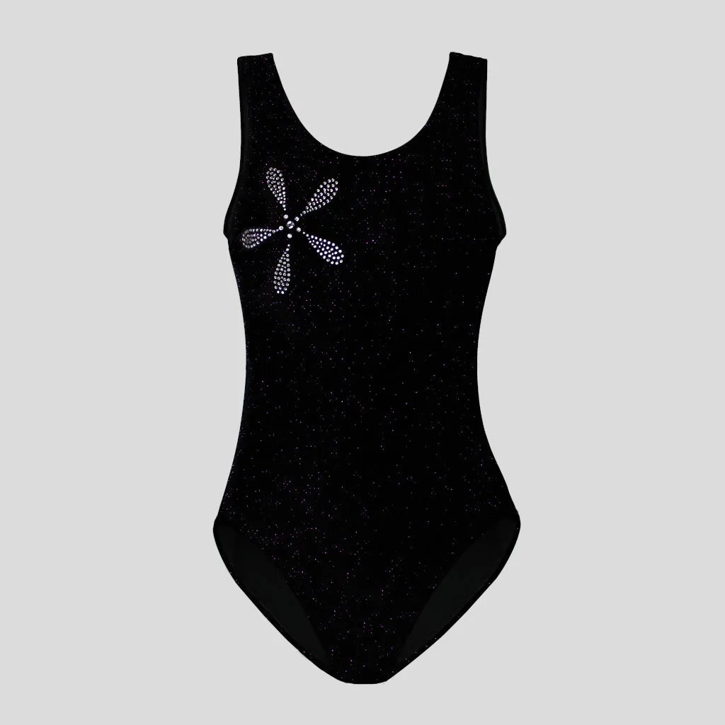 Black Shimmer Velvet Leotard