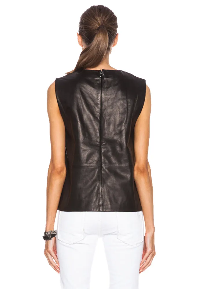 BLK DNM Women's Black Leather Shirt 23 Medium $595 NWOT