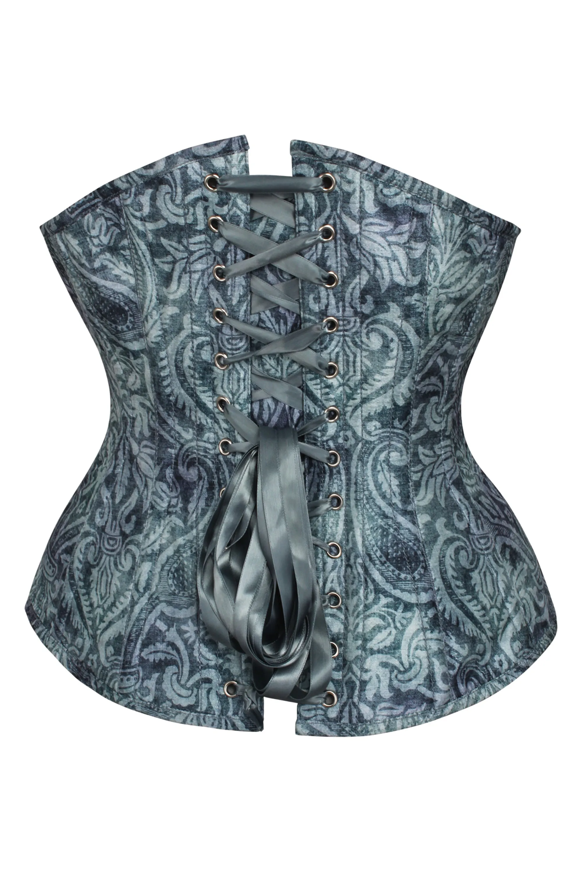 Blue Print Overbust Corset with Detachable Sleeves