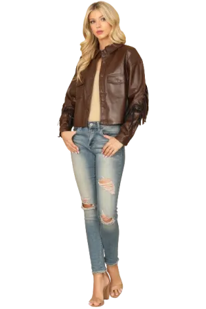 Brown Leather Tassel Jacket - Pack of 5