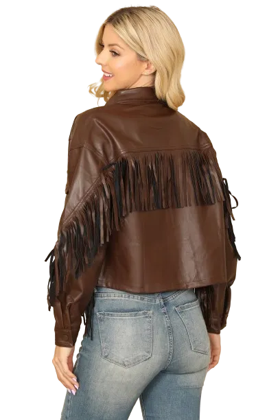 Brown Leather Tassel Jacket - Pack of 5