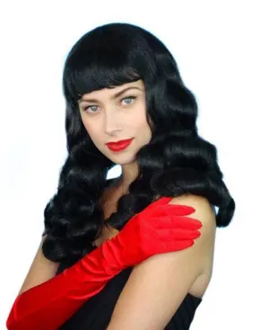 Burlesque Black Long Wavy Costume Wig 20's & 30's Fancy Dress