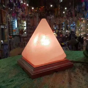 Carved Himalayan Salt Lamp - Pyramid Shape