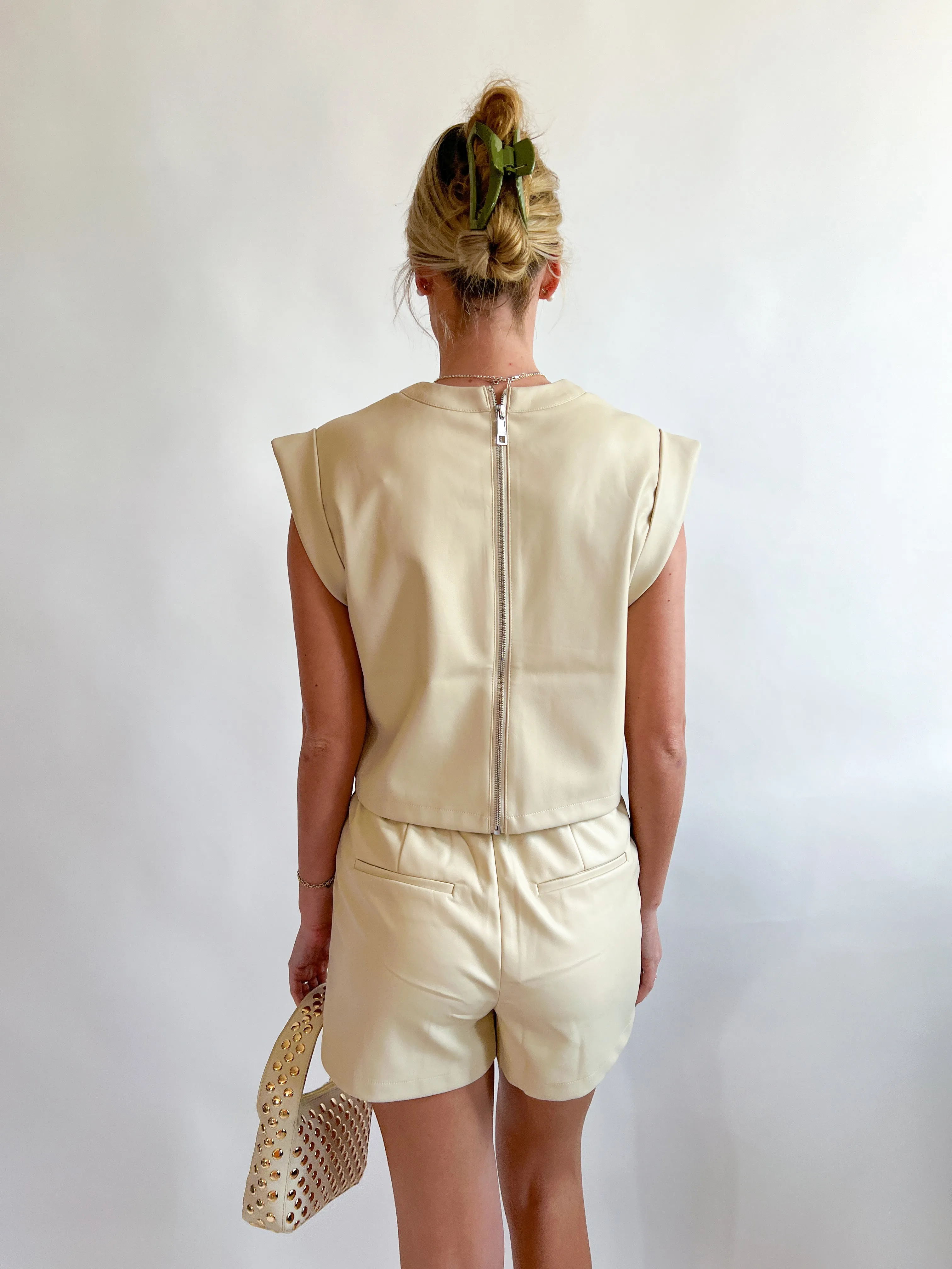 Cat Faux Leather Top