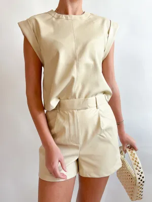 Cat Faux Leather Top