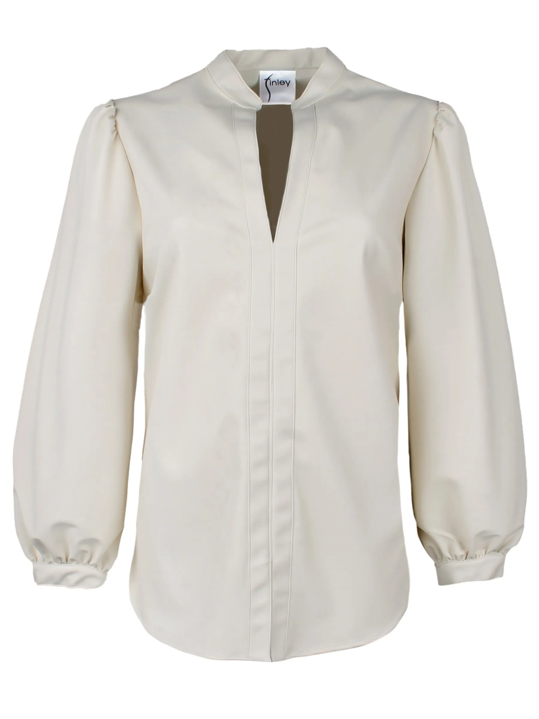 Catherine Vegan Leather Band Collar Shirt