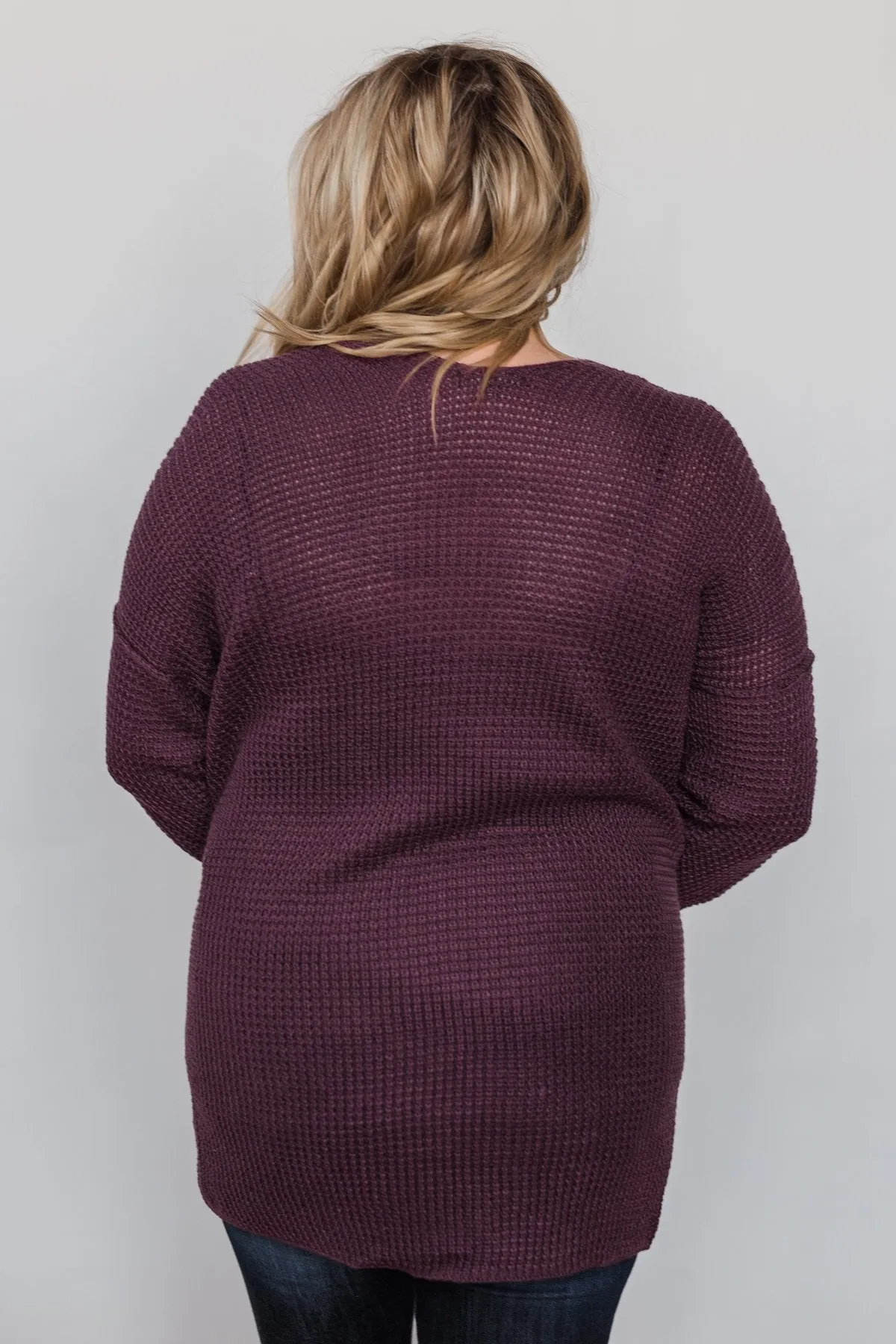 Caught Up In You V-Back Cardigan - Plum