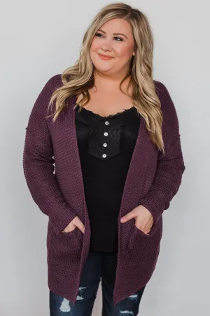 Caught Up In You V-Back Cardigan - Plum