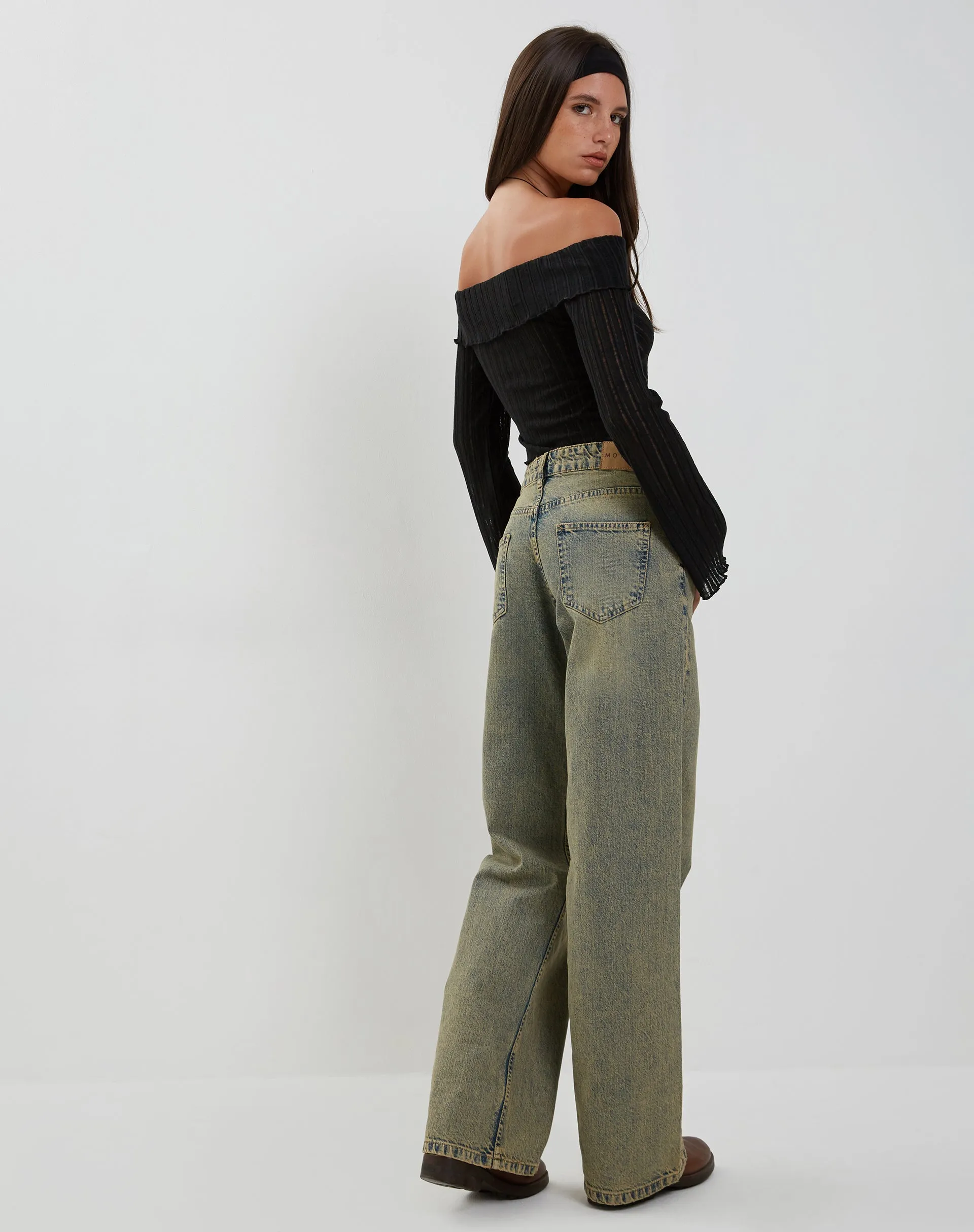 Celeste Butterfly Bardot Top in Black