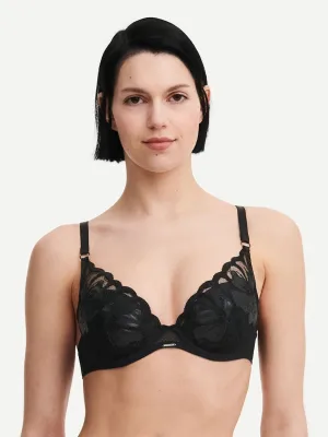 Chantelle Fleurs Signature Faux Leather Plunge Contour Bra